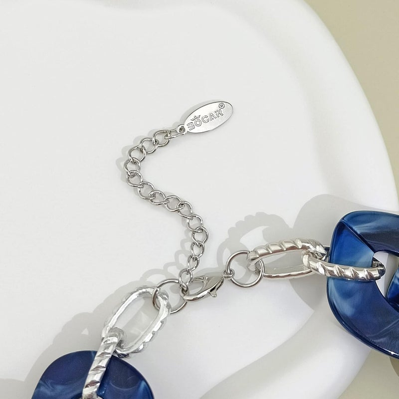 Bocar Statement Chunky Acrylic Cuban Choker Necklace Fashion Bib Collar Chain Necklace for Women(NK-10666) - Image 5